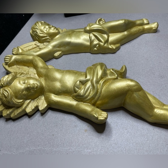 Cherubs MCM 1968 vintage Miller Studio inc chalk-ware wings Fluoresce black lt - Picture 7 of 11